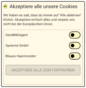 Aggressive Cookie-Banner