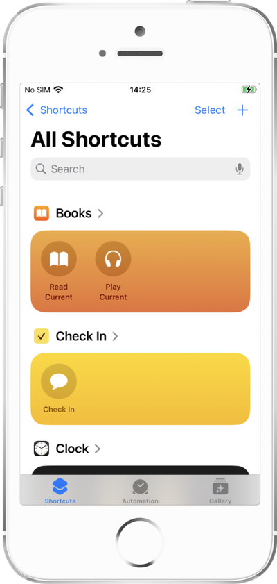 An iPhone screenshot of the Shortcuts app